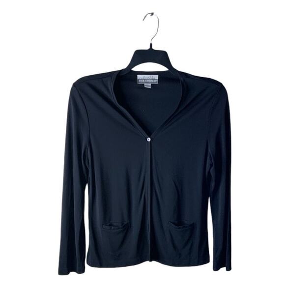 Collectibles Petite Sophisticate Black Top Size L Long Sleeve Minimalist Casual - Picture 1 of 7